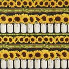 Floral Fabric - Sunflower Vase Rustic Stripe - Timeless Treasures YARD