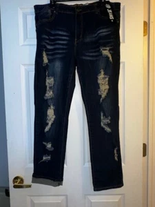 NEU VIP Jeans Gr. 18 Dark Wash Distressed Straight Leg 5 Pocket Jeans! - Bild 1 von 6