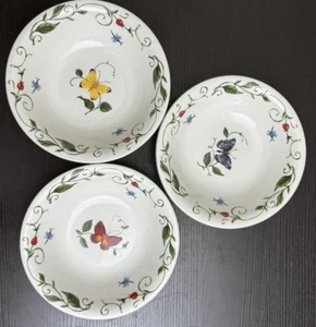 3 Tabletops Unlimited Butterfly Ladybug 8.25” Salad / Serving Bowls EXCELLENT - Picture 1 of 7