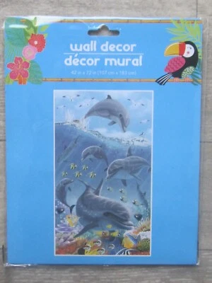 Dolphins Fish Blue Tropical 42"x72" Pkg Plastic Wall/Door Mural Decoration New - Image 1 of 4