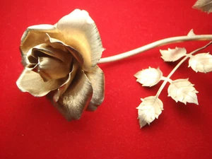 14K YELLOW GOLD LONG STEM ROSE 50.3 Grams Hand Made 1 of a Kind ROSE 9 1/2" Long - Picture 1 of 12