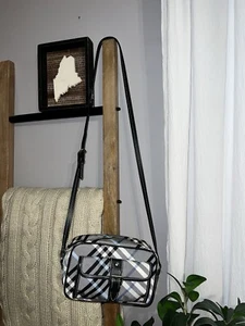 BURBERRY Nova Check Blue Label Shoulder/ Crossbody Bag Nylon Blue Silver - Picture 1 of 12