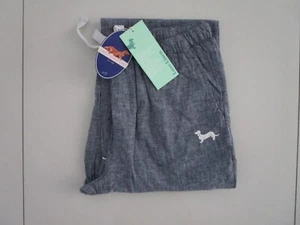 Peter Alexander Men's Navy Linen Cotton Piped Long Classic Pyjama Pants Size XL - Picture 1 of 3