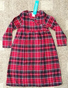 The Company Store Girls 7 Nightgown Gown Pajamas Red Woodbridge Flannel Plaid - Picture 1 of 4