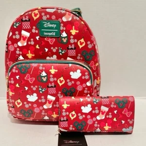 Loungefly Disney Mickey Mouse Holiday Sweets & Treats Mini Backpack & Wallet Set - Picture 1 of 9