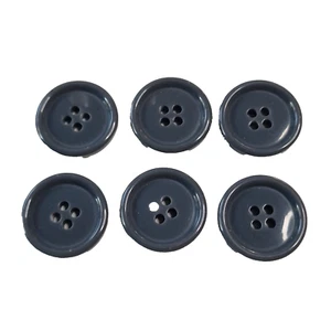 6 Large Grey Buttons 23mm 4 Hole Round Flat Sewing Arts Crafts Crafting - Imagen 1 de 4