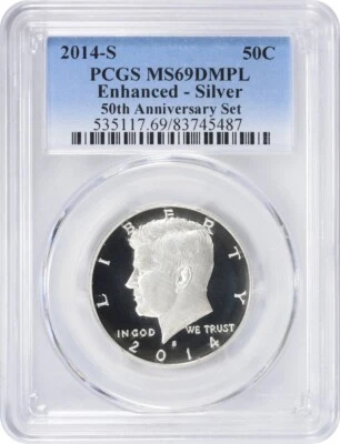 2014-S Kennedy Silver Half Dollar Enhanced MS69DMPL PCGS - Image 1 of 2