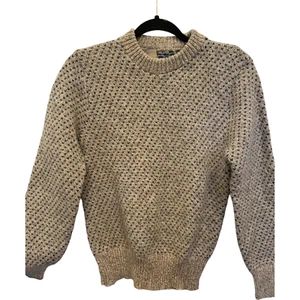 Northern Isles Pullover Long Sleeve Knitted Crew Neck Beige Sweater Vtg Small - Picture 1 of 6