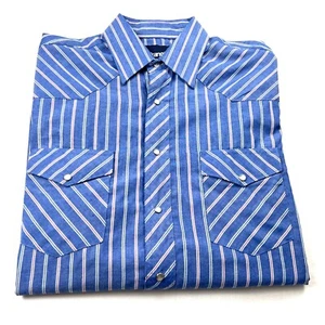 Wrangler Camicia Uomo XL Western Manica Lunga Perla Snap Doppia Tasche 16 1/2 X 35 - Foto 1 di 10
