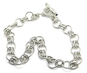Judith Ripka 925 Sterling Silver Circle Link Onyx Toggle Necklace 18" - Picture 1 of 4