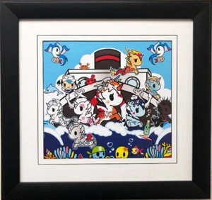Tokidoki "Cruising" FRAMED ART Simone Legno Japanese Inspired NEW Unicorn Cruise - Picture 1 of 3