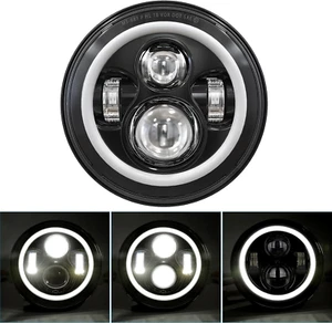 DOT 7 Inch Halo LED Headlight 7" Headlamp with White Halo for Electra Glide Stre - Picture 1 of 7