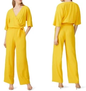 Trina Turk Kai-Overall weites Bein Taille zum Binden Krepp gefüttert gelb Damengröße 10 - Bild 1 von 19