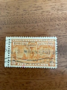 1931 US 15 cent Special Delivery Stamp - Motorcycle / Scott# E16 - Picture 1 of 2