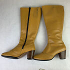 Womens Size 8 Tall Tan Beige Leather Equestrian Fashion Full Zip Up Heel Boots