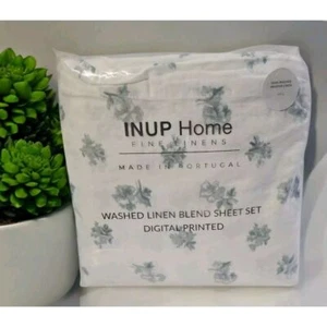 Inup Home Portugal fein gewaschenes Leinen fade Bettwäsche King Set Digitaldruck Blume - Bild 1 von 4