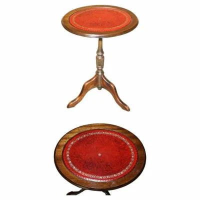 DE COLECCIÓN CAOBA SANGRE DE BUEY TRÍPODE LÁMPARA LATERAL MESA DE VINO HECHA A MANO EN INGLATERRA Foto 1 de 4