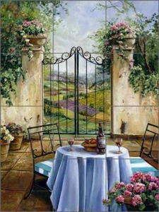 Tuscan Tile Backsplash Cook Courtyard Landscape Art Ceramic Mural GCS002 - Picture 1 of 2