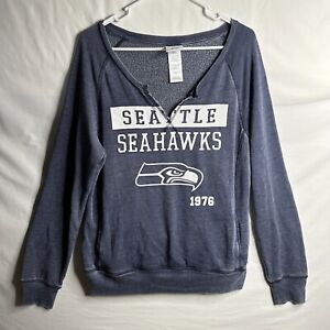 Seattle Seahawks NFL V Neck Pullover Sweater Teens Girls XL Blue Wash Sweatshirt