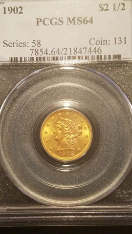 1902 $2.50 Gold Quarter Eagle * PCGS MS64 * Mintage 133,540 Cover