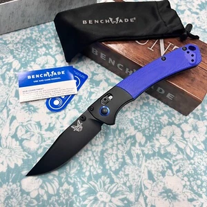 Benchmade Custom Mini Crooked River S30V Blade 15085 Blue Handle Folding Knife - Picture 1 of 12