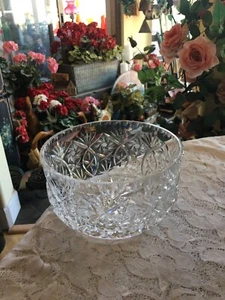 VTG Bohemia Crystal Bowl Hand Cut Pinwheel Fluted Edge Heavy Czechoslovakian - Picture 1 of 9