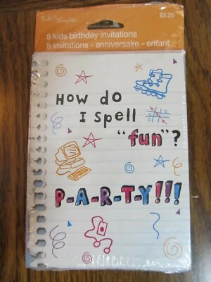 Приглашения/конверты на день рождения для детей ~ упаковка из 8 ~ нежные мысли/AGC ~ совершенно новые! - Изображение 1 из 2