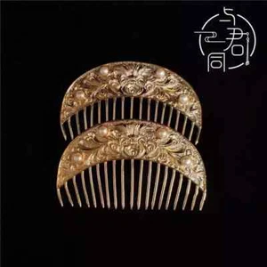 1PC Golden Peony Hair Comb Tang Style Lady Figure Headwear Hairpinaccessories - Picture 1 of 5