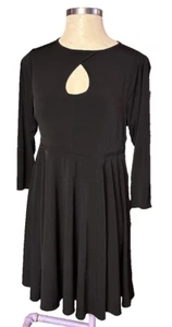Torrid Black Long Sleeve Skater Keyhole Dress 1 14 16 1X Goth Halloween Sexy - Picture 1 of 6
