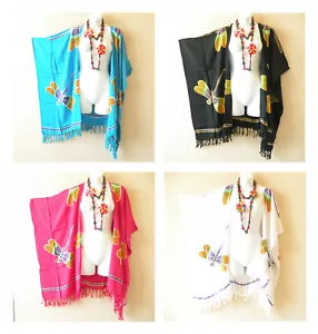 CG51 Dragonfly Cardigan Duster Kaftan Open Front Jacket Cover up Top up to 5X - Picture 1 of 4