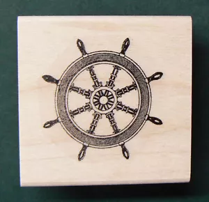 P23 Ships wheel rubber stamp WM 1.2x1.2" - Picture 1 of 3