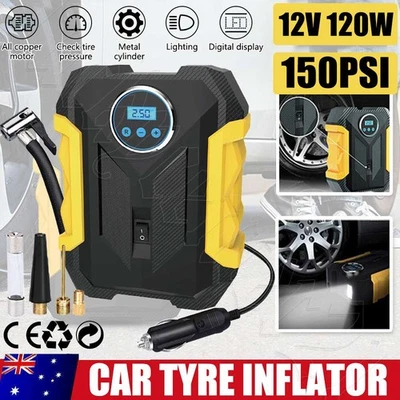 Car Tyre Inflation Tire Inflator Pump Digital Portable Air Compressors DC 12V - image 1 of 4