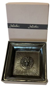 NEW Juliska Courage Lion Pottery Dish Metallic Wash Square Trinket Bowl Tray Box - Picture 1 of 12