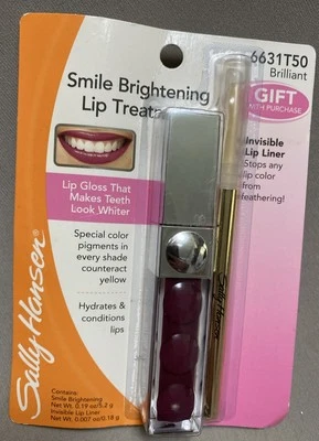 SALLY HANSEN Lip Treatment Smile Brightening BRILLIANT#6631T50 +Lipliner NOS - Image 1 of 4