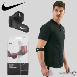 NIKE PRO ELBOW SUPPORT BAND STRAP DRI FIT TENNIS GYM SPORTS SUPPORT INJURY BLACK - Picture 1 of 17