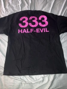333 Half Evil Black Pink Lettering Double Sided Short Sleeve T Shirt Size XL - Picture 1 of 3