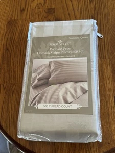 Juego de funda de almohada a rayas de lujo Royal Velvet 500 hilos a rayas - Beachcomber - NUEVO - Imagen 1 de 4