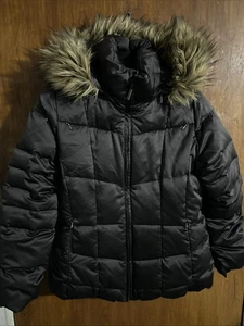 Calvin Klein Damen Daunen Puffer Jacke Gr. M braun Fleece gefüttert Kapuze Fellbesatz - Bild 1 von 9