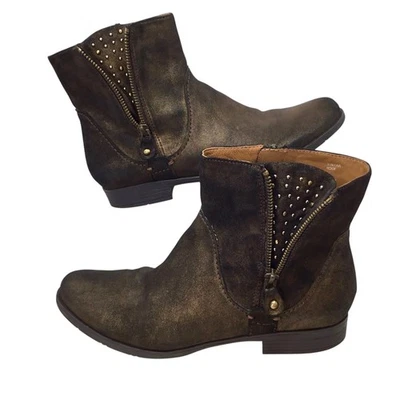 Earthies Sintra Rock Ankle Boots Booties Studs Studded Brown Gold Metallic Sz 9 - Image 1 of 4