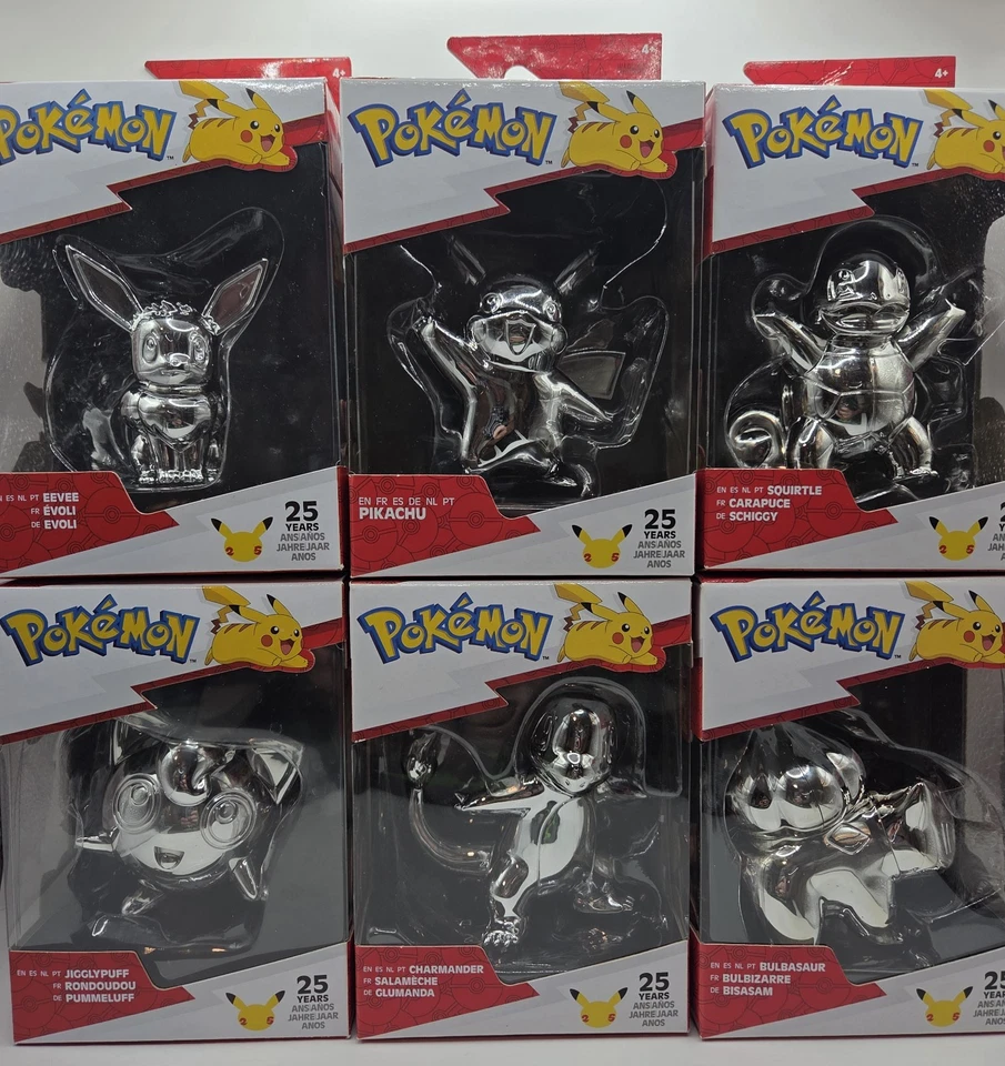 Pokemon 25 Aniversario Figuras Plata Serie 1 Juego de 6 Jazzwares 2021 Foto 1 de 1