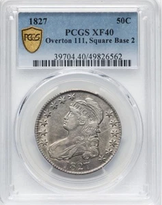 1827 Capped Bust Half Dollar, O-111, Square Base 2, PCGS XF40 - Picture 1 of 3