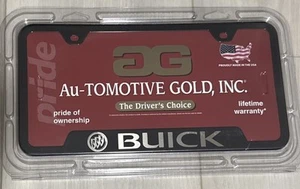 Marco de matrícula BUICK acero inoxidable NEGRO automotriz dorado - Imagen 1 de 2