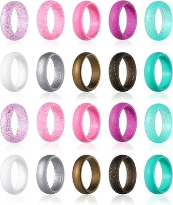 Anillo de boda de silicona para mujer de 20 piezas, anillo de silicona delgado apilable Foto 1 de 4
