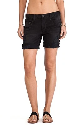 NEW TRUE RELIGION BRAND JEANS MILES  VINTAGE BINJA BLACK DENIM SHORTS - Image 1 of 3
