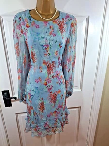 Fenn Wright Manson Blue & Pink Floral Lined Tunic Dress, UK 12, Great Condition - Picture 1 of 7