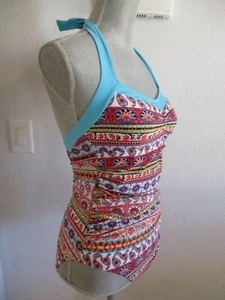 NUEVO CON ETIQUETAS INTO THE BLEU TALLA 8 TRAJE DE BAÑO GEOMÉTRICO MULTICOLOR DE UNA PIEZA PRECIO DE VENTA SUGERIDO POR EL FABRICANTE $98.00 - Imagen 1 de 9