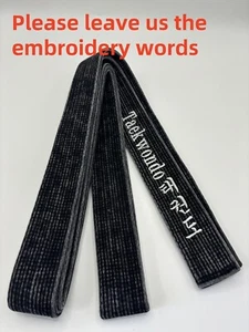 Vintage Black Belt Washed Embroidered Custom Belts Karate Taekwondo Judo - Picture 1 of 11