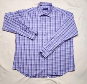 Camisa David Donahue Botón Para Hombres XXl Lavanda Cuadros Diseño Tartán Manga Larga - Imagen 1 de 11
