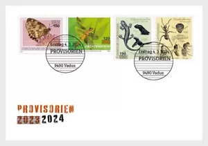 Liechtenstein 2024 Provisional Stamps overprinting insect reptile but 1EN4V FDC - Picture 1 of 1