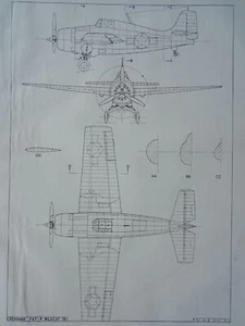 WW2 USA AMERICA Aircraft GRUMMAN F4F-4 WILDCAT IV & V Scale Design Plan c1944 - Picture 1 of 2